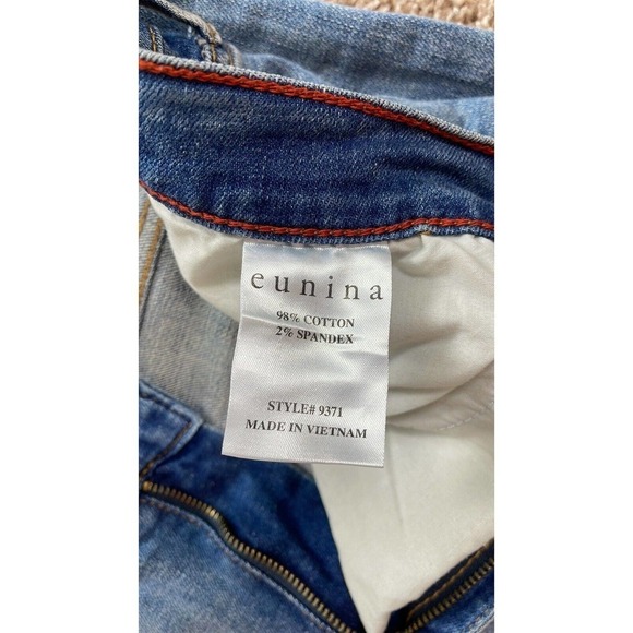 TheMogan Jeans Frankie Low Rise Girlfriend Distressed Rip Roll Up Blue Size 13 - Picture 8 of 9